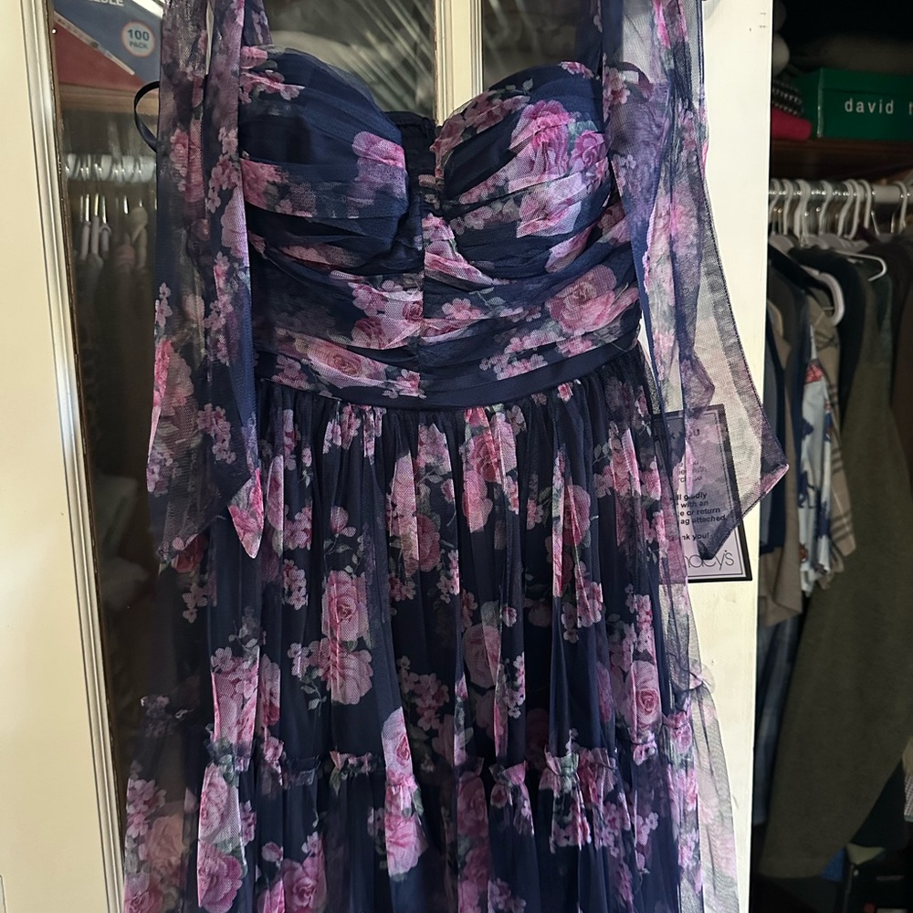 Floral Dress with Sheer Overlay